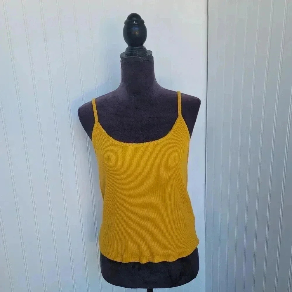 Wild fable Women's Tank top Tiny Sweater Ribbed pullover Mustard Yellow Size XXL